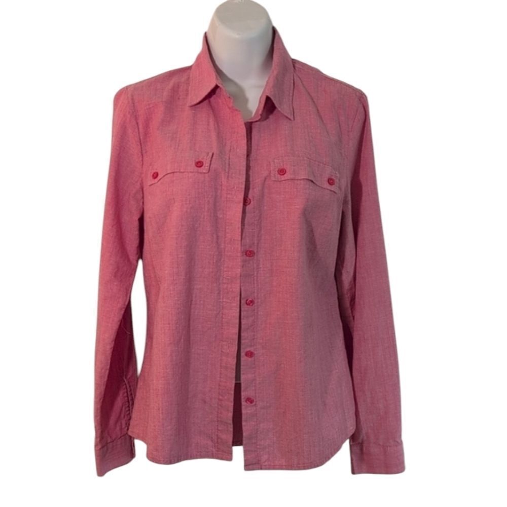 Pink Button-Up Shirt with cuffed sleeves